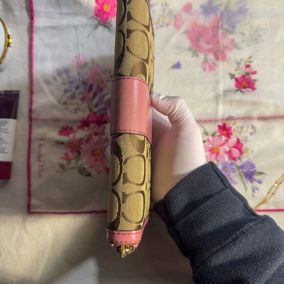 Coach Signature Canvas Wallet - Tan & Pink Y2K - Picture 2 of 11